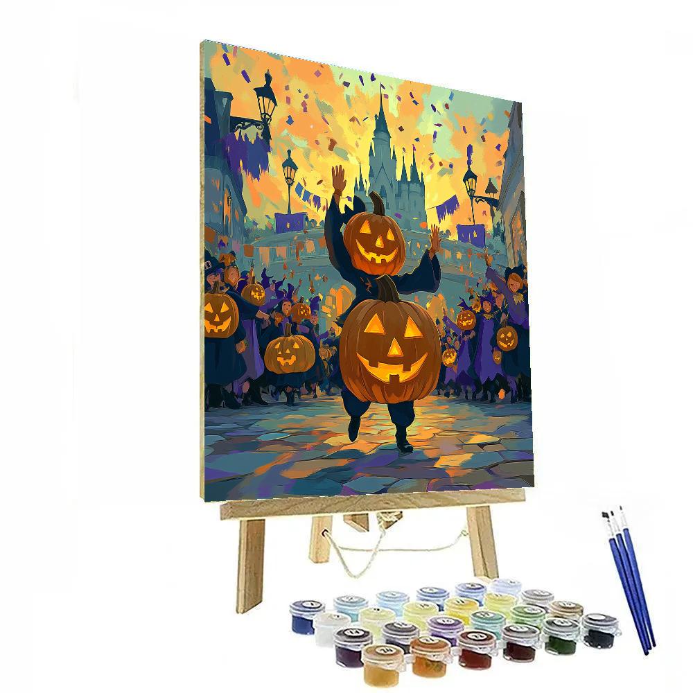 Pumpkin Lantern Parade At The Castle Paint by numbers kits