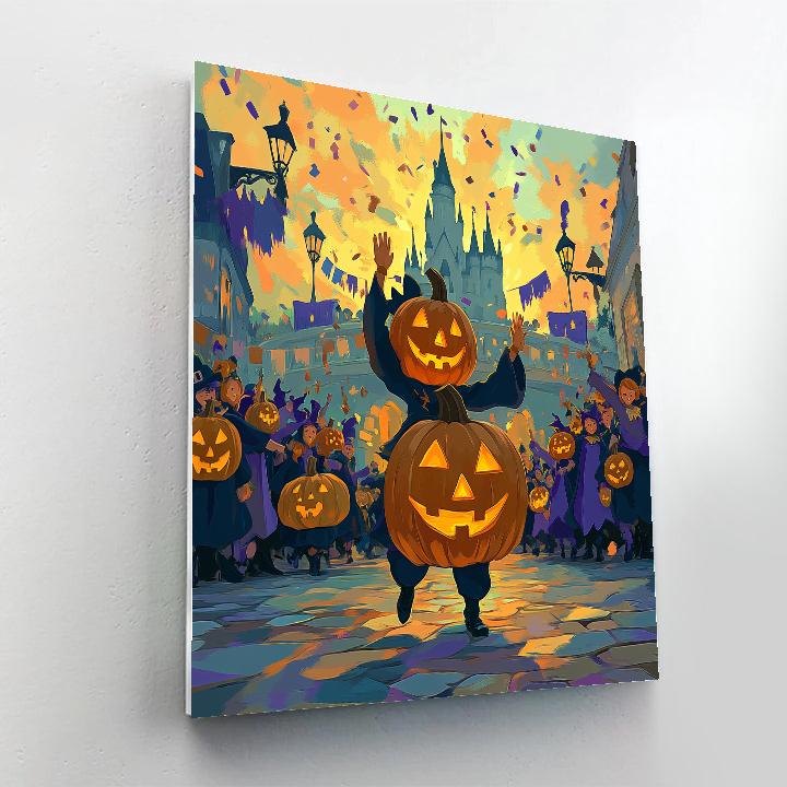 Pumpkin Lantern Parade At The Castle Paint by numbers kits