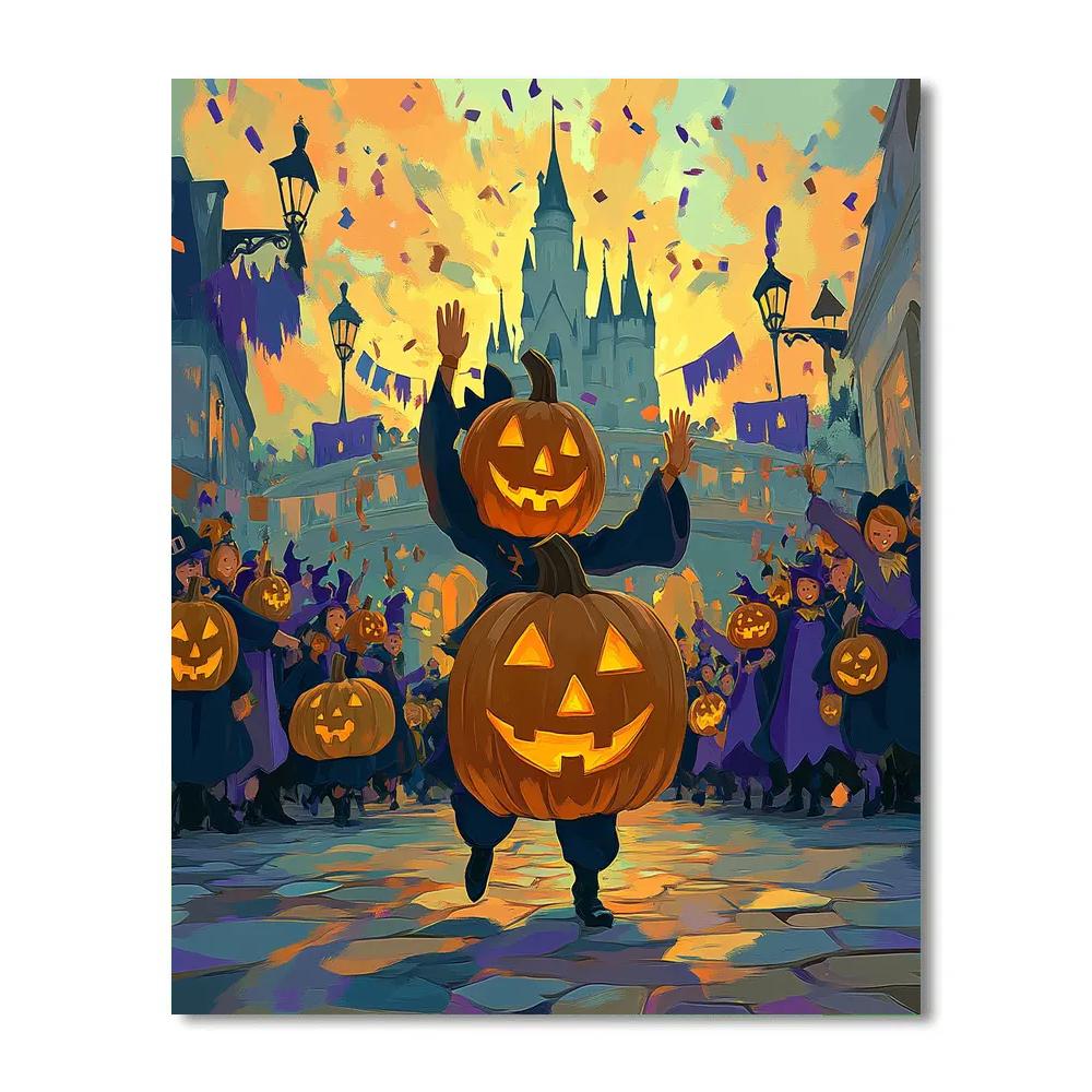 Pumpkin Lantern Parade At The Castle Paint by numbers kits