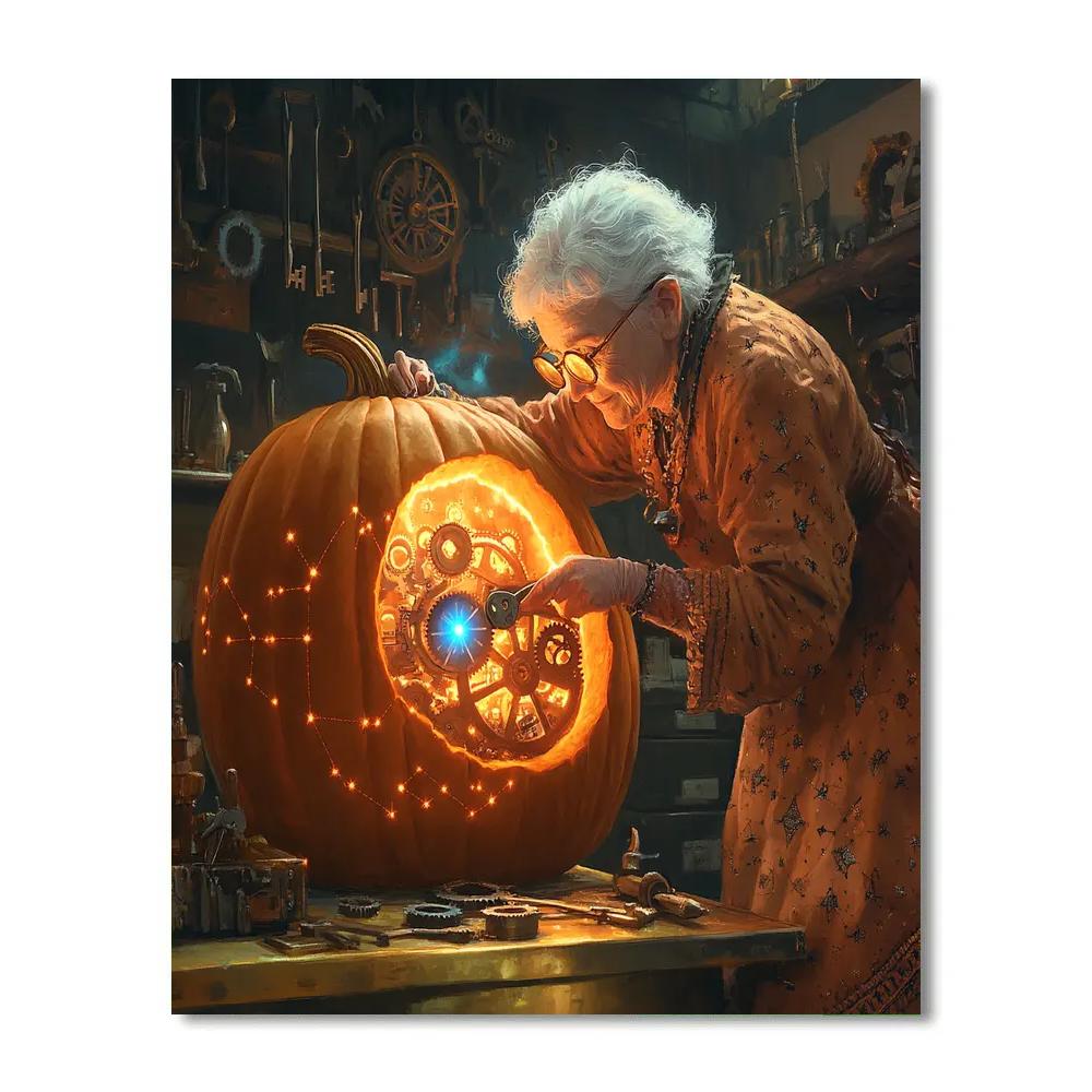 Haunted Clockwork Pumpkin Workshop paint by numbers