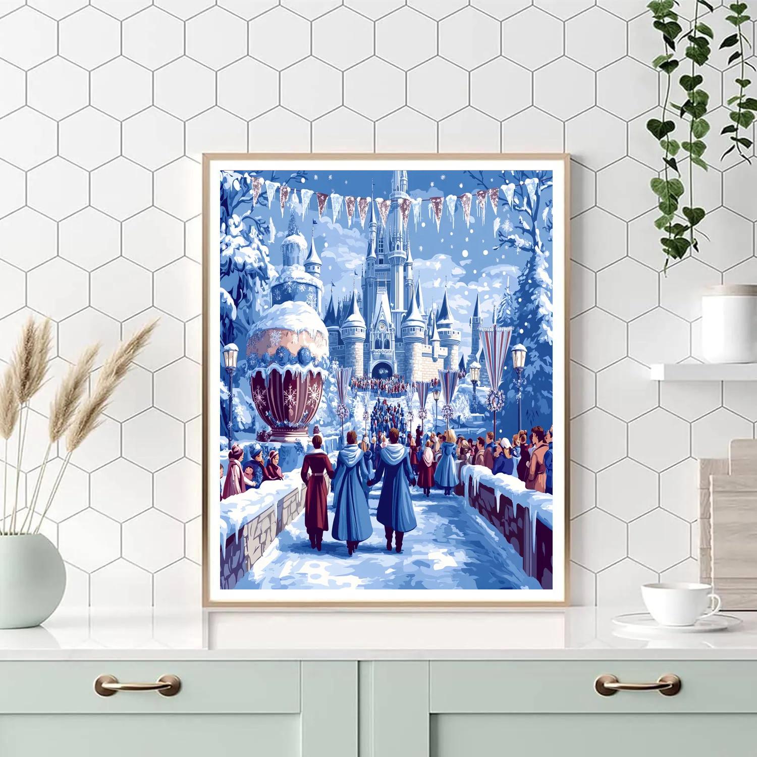 Enchanted Castle Winter Parade Number painting