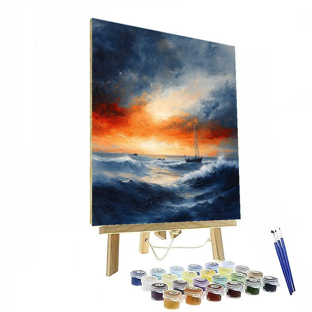 Turner Inspired Stormy Sea Sunset DIY paint by numbers