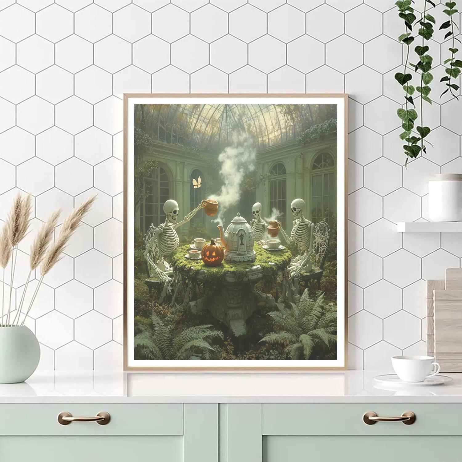 Crypt Garden Tea Party Spooky paint by number