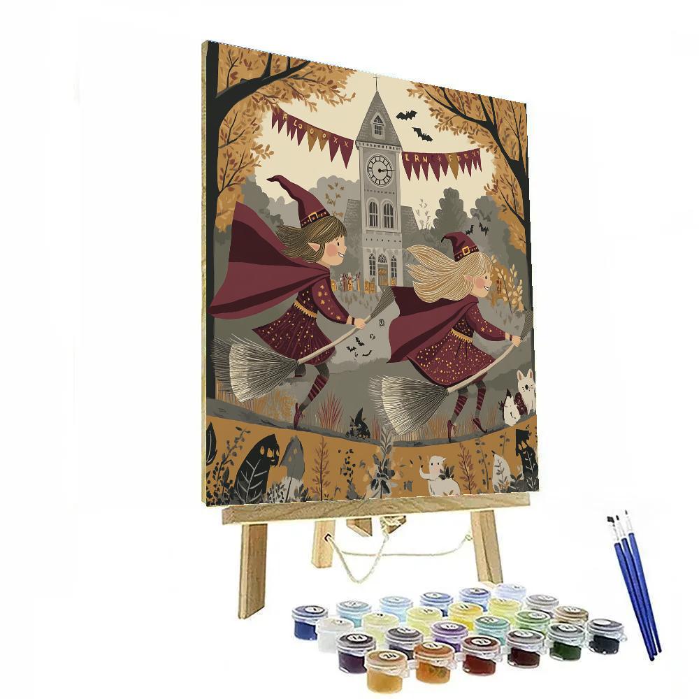 Timekeeper Broom Race At Dusk Number painting