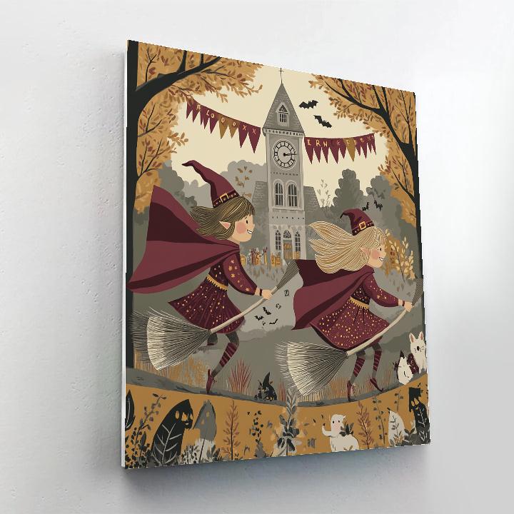 Timekeeper Broom Race At Dusk Number painting