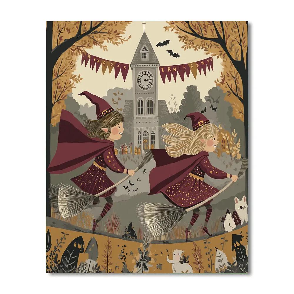 Timekeeper Broom Race At Dusk Number painting