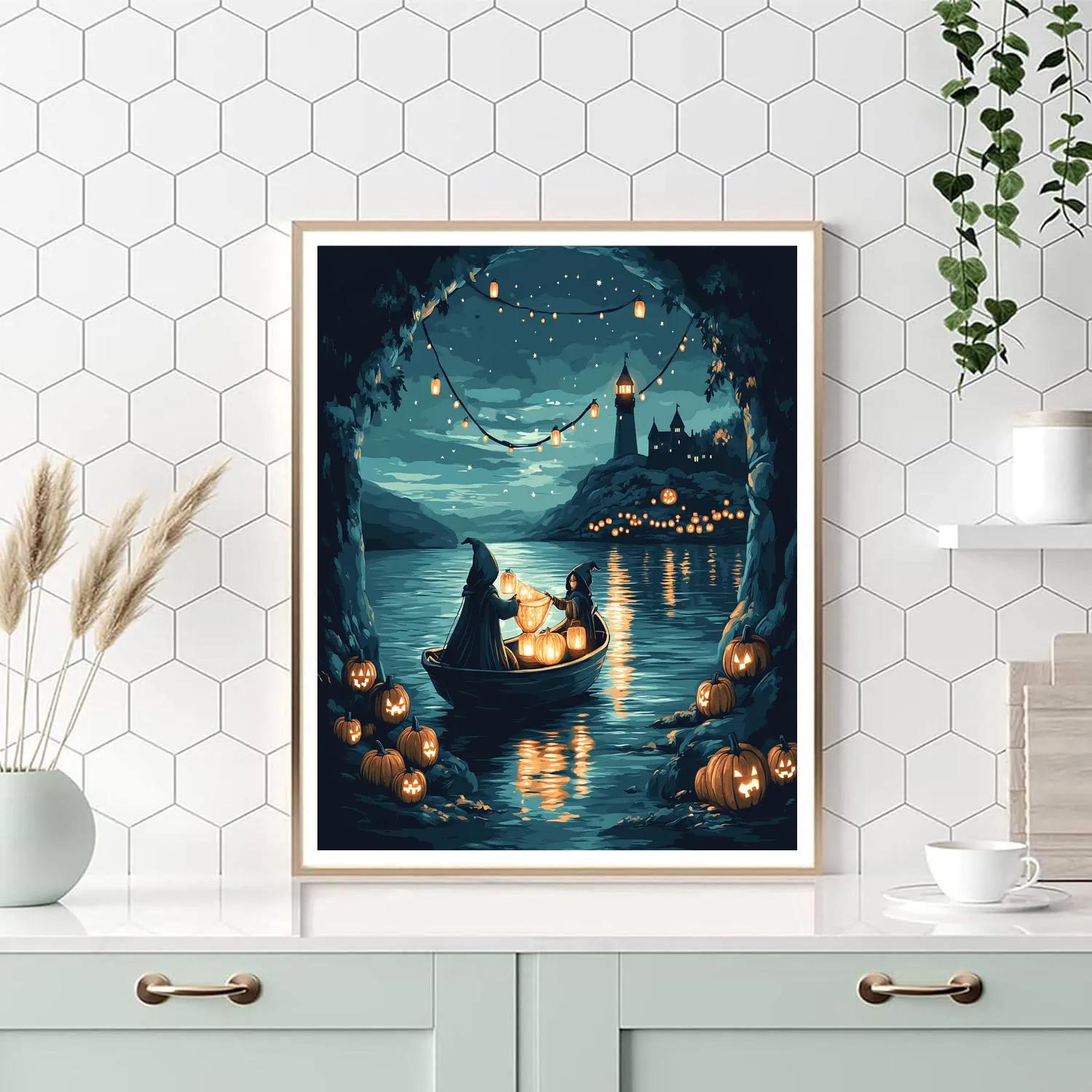 Lantern Fishers Of The Mystic Harbor painting number kit