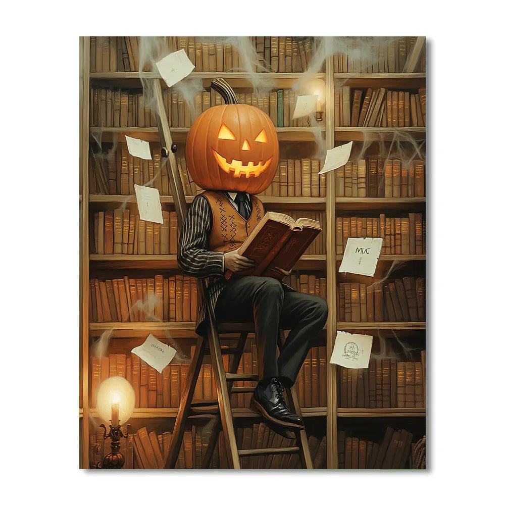 Pumpkin Librarian Of The Haunted Archives painting number kit