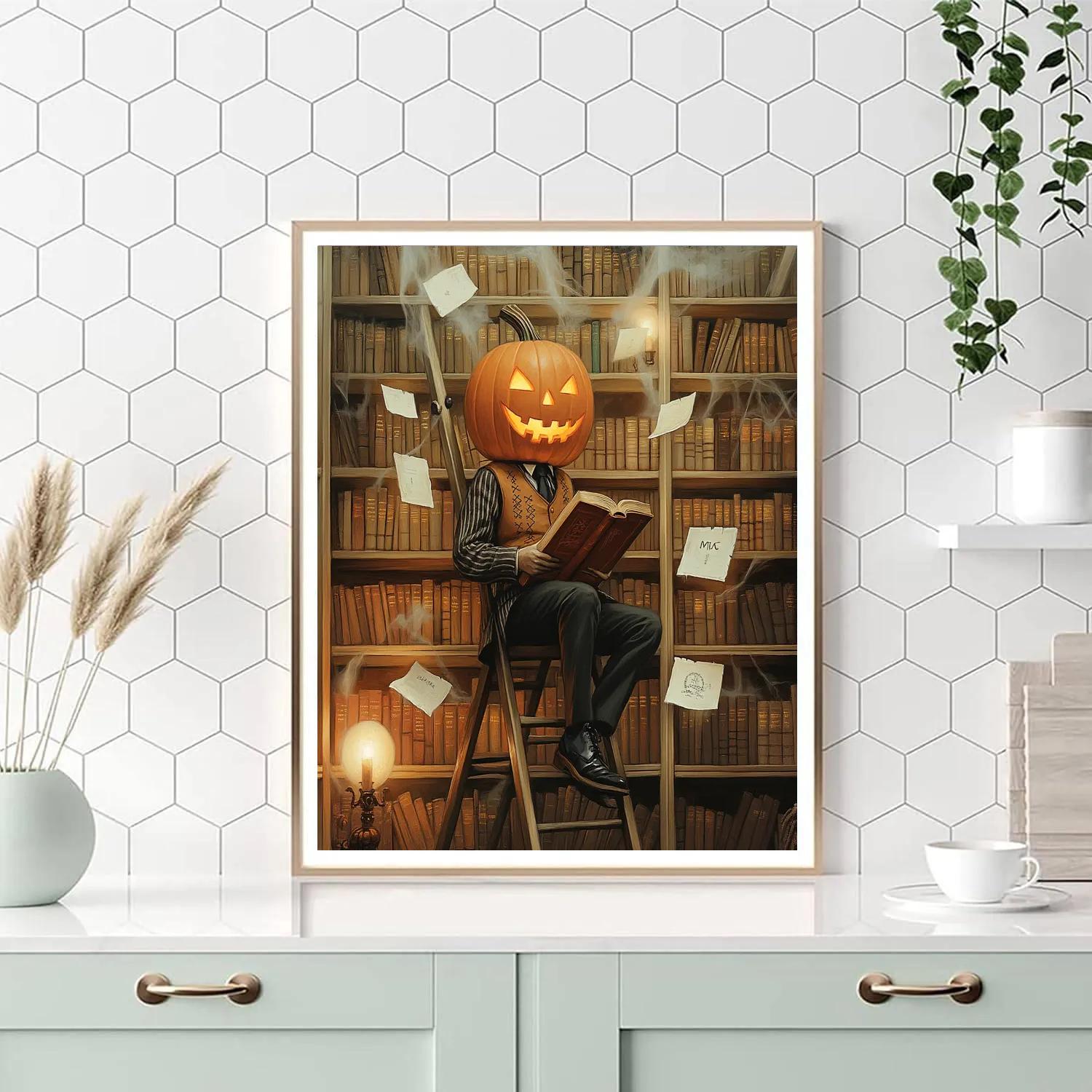 Pumpkin Librarian Of The Haunted Archives painting number kit