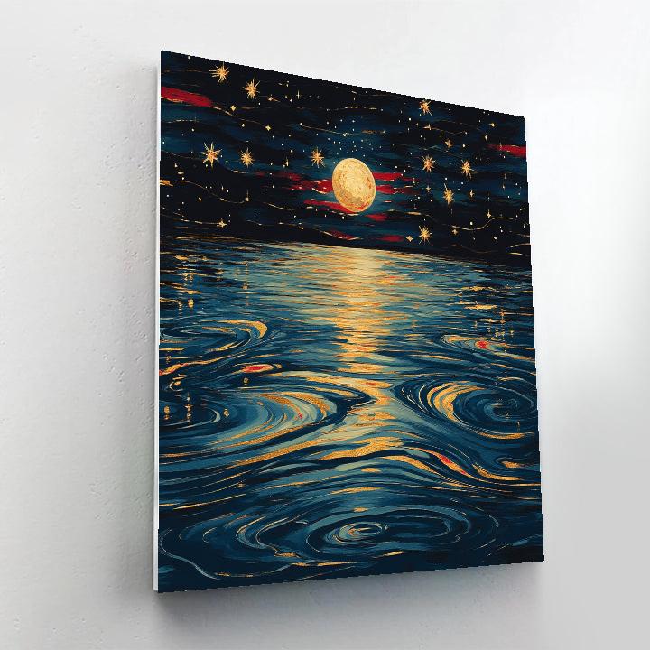 Gustav Klimt Inspired Starry River Reflections Paint by numbers art