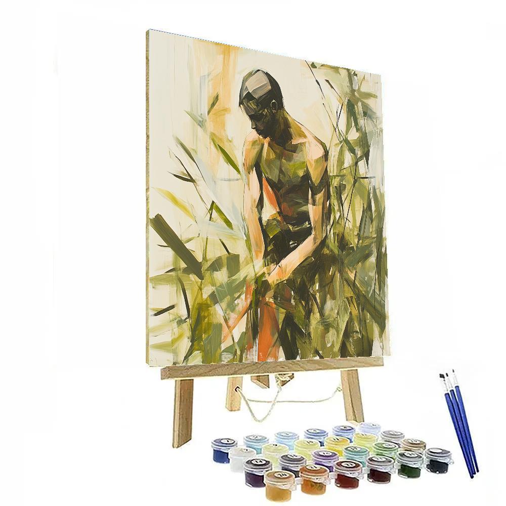 Egon Schiele Inspired Contorted Figure In Garden Numbered painting kits
