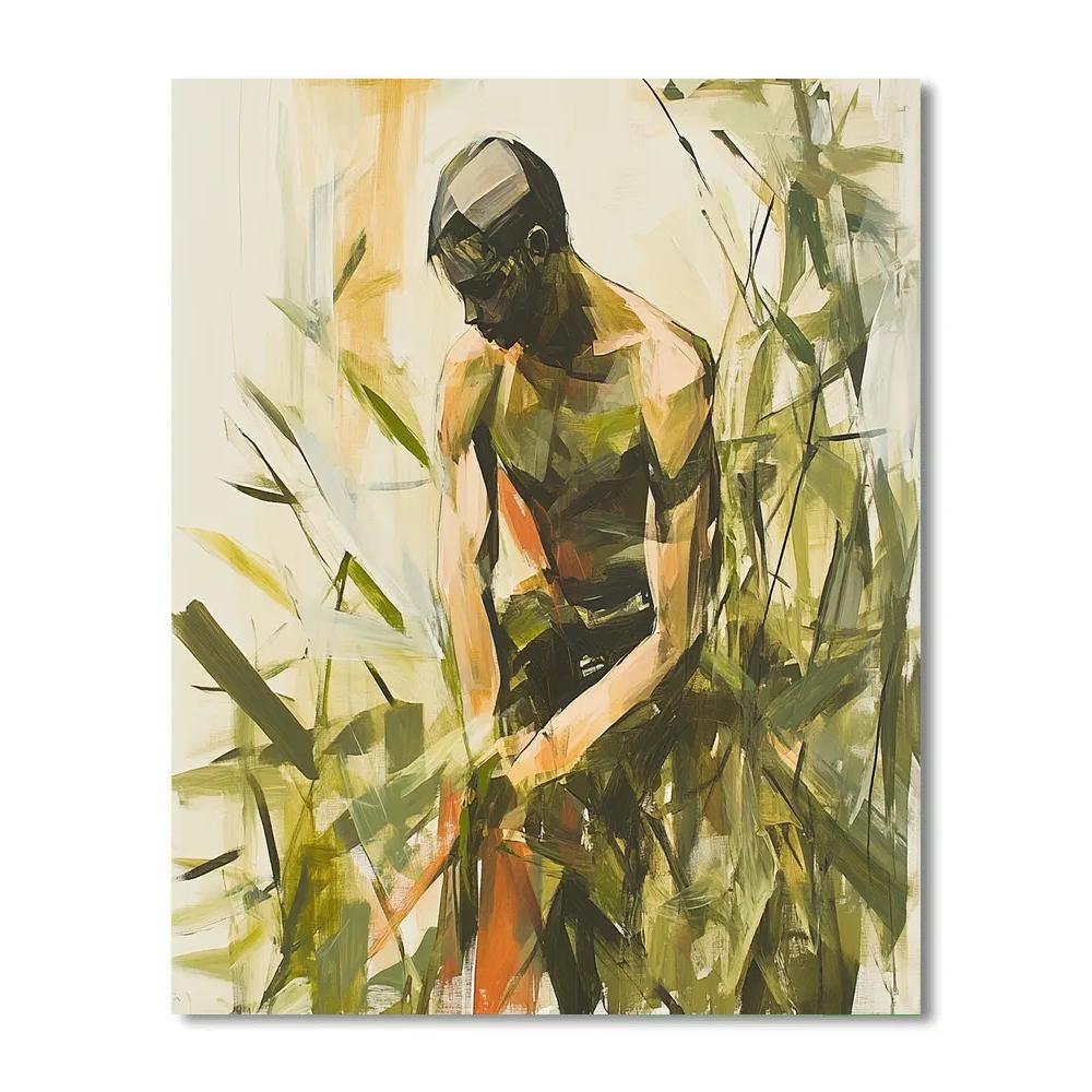 Egon Schiele Inspired Contorted Figure In Garden Numbered painting kits