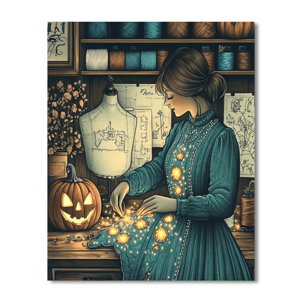 Spooky Stitching At The Midnight Workshop Numbered painting kits