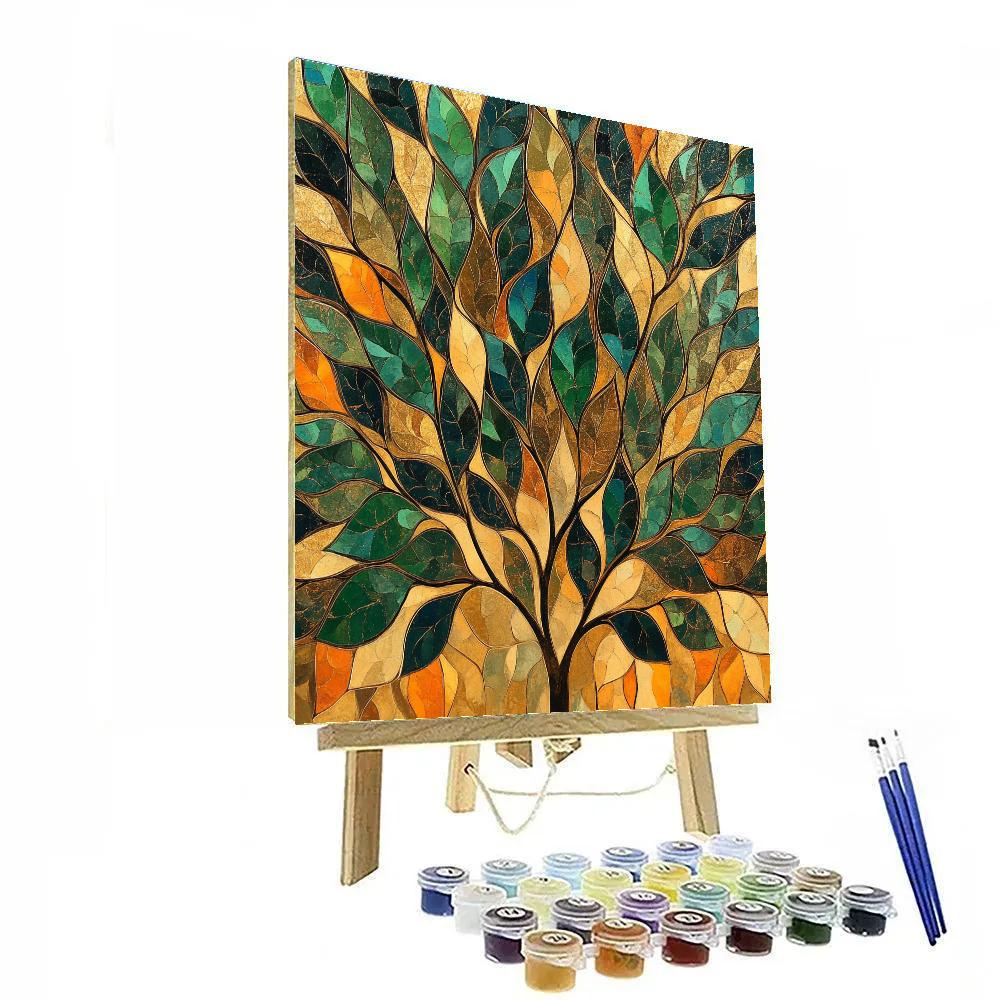 Gustav Klimt Inspired Golden Leaf Canopy painting number kit