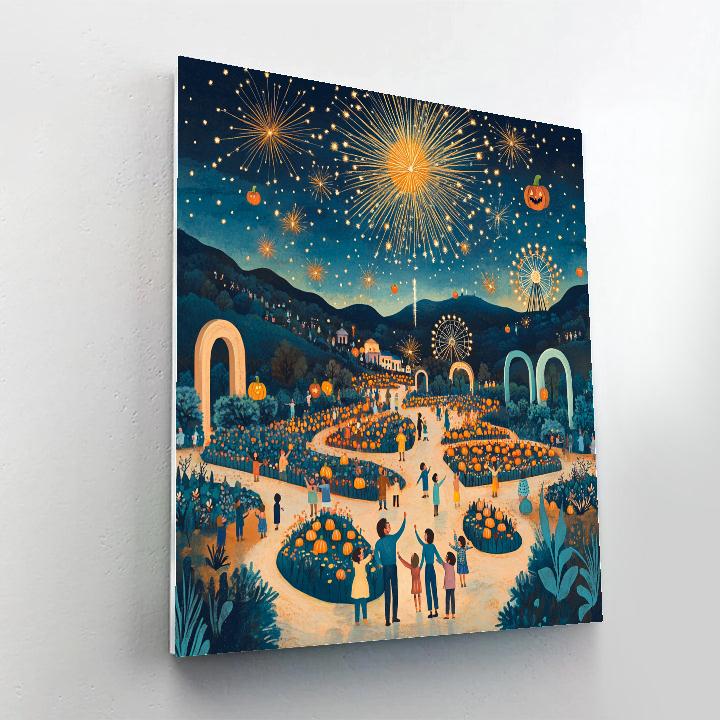Spectral Fireworks Above The Pumpkin Gardens Paint by numbers art