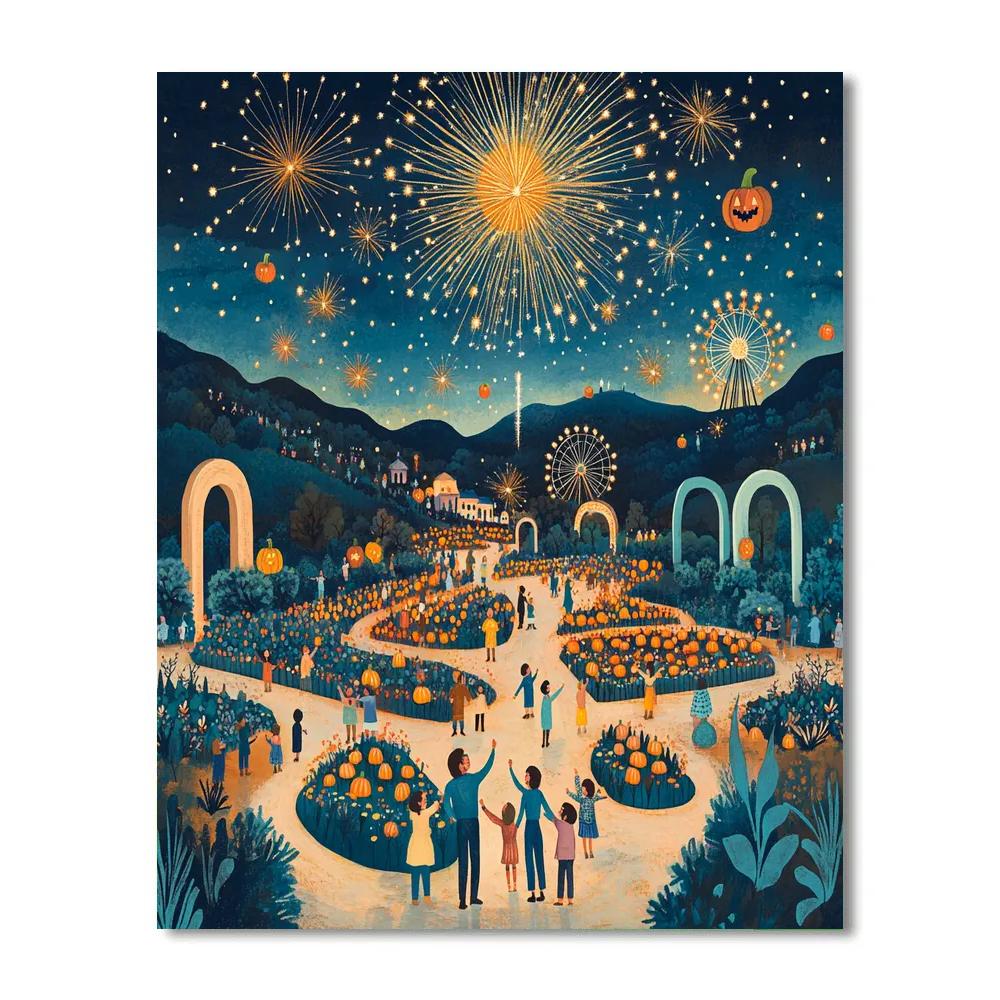 Spectral Fireworks Above The Pumpkin Gardens Paint by numbers art