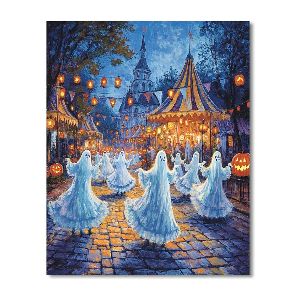 Ghostly Carnival Halloween Parade painting number kit