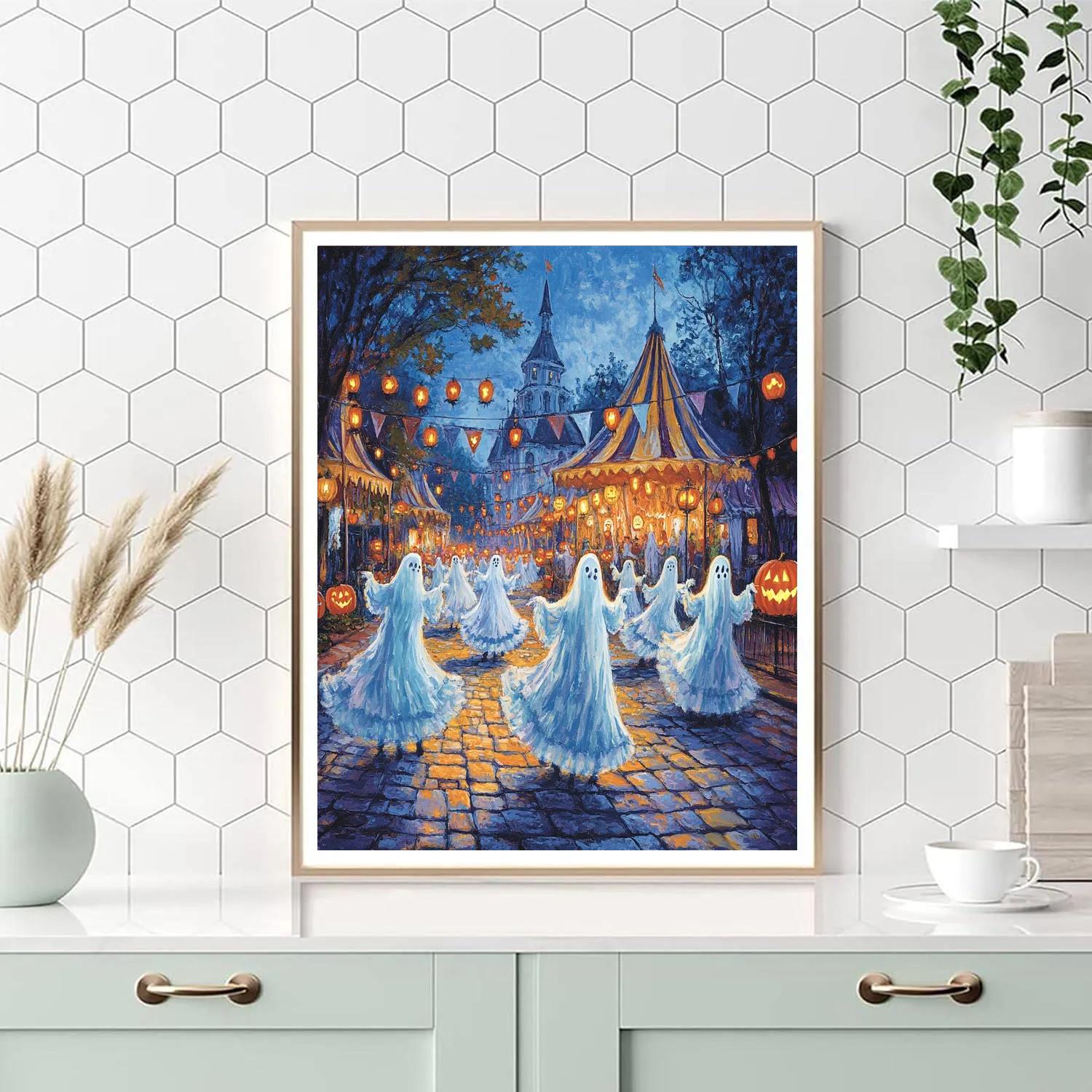 Ghostly Carnival Halloween Parade painting number kit