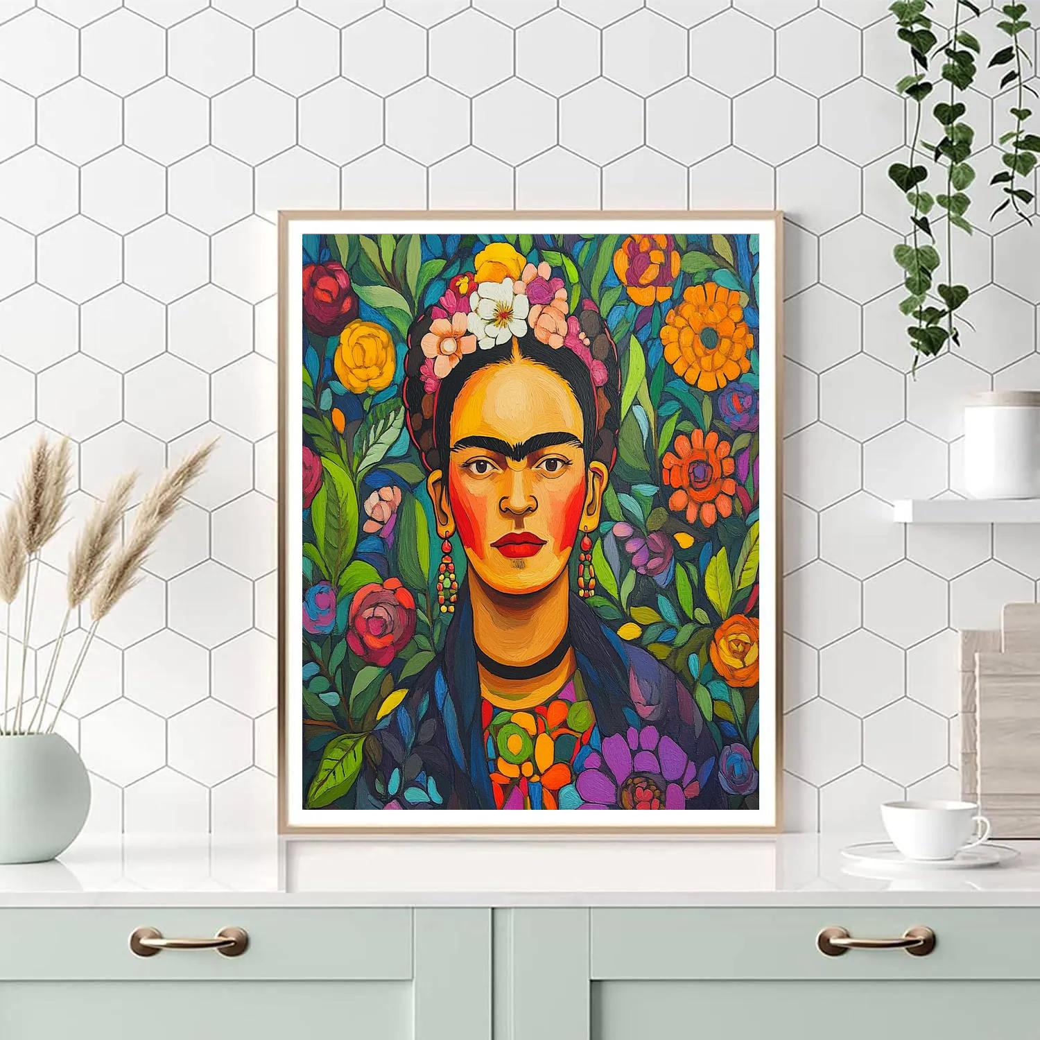 Frida Kahlo Inspired Bold Self-Portrait paint by color