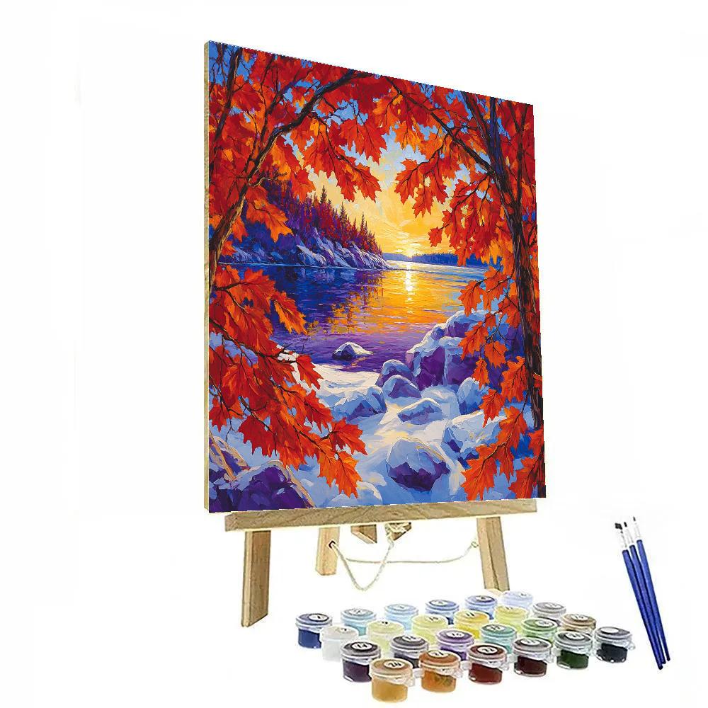 A.Y. Jackson Inspired Red Maple Screens Number painting