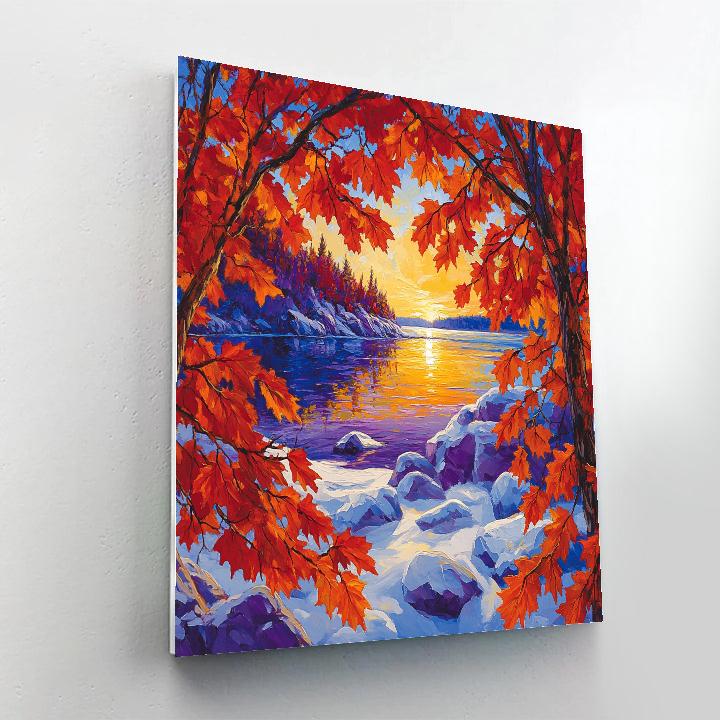 A.Y. Jackson Inspired Red Maple Screens Number painting