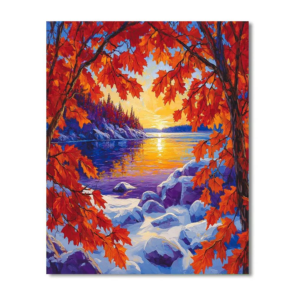 A.Y. Jackson Inspired Red Maple Screens Number painting