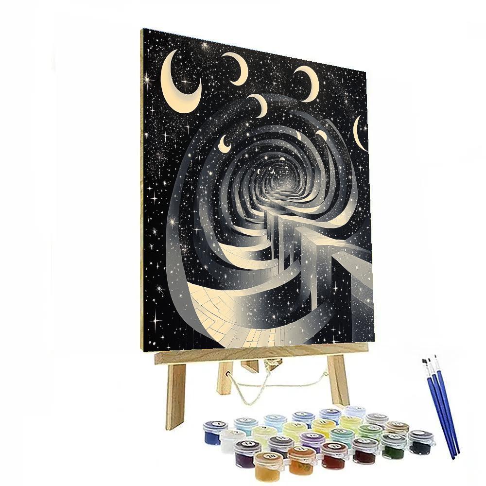 M C Escher Inspired Cosmic Tessellation Loop paint by number