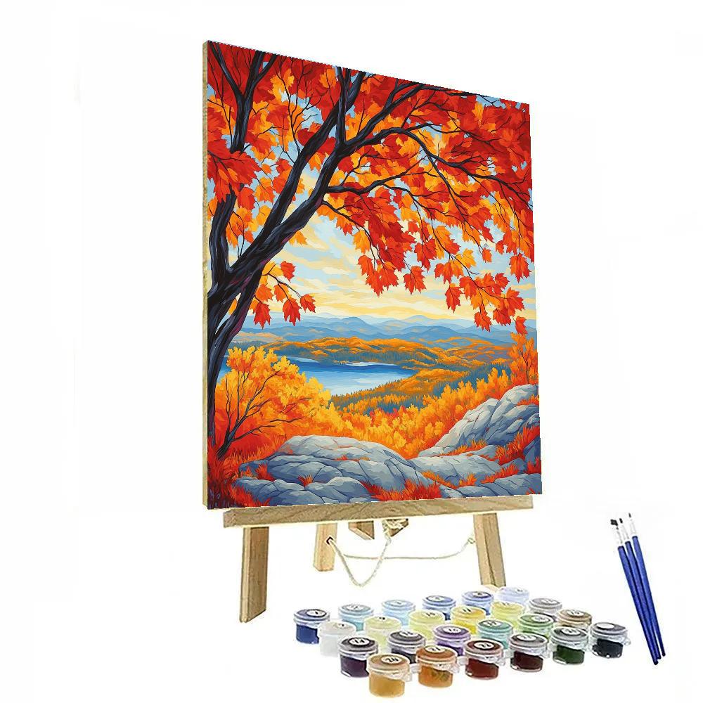 A.Y. Jackson Inspired Autumn Red Maple Canopy paint by number