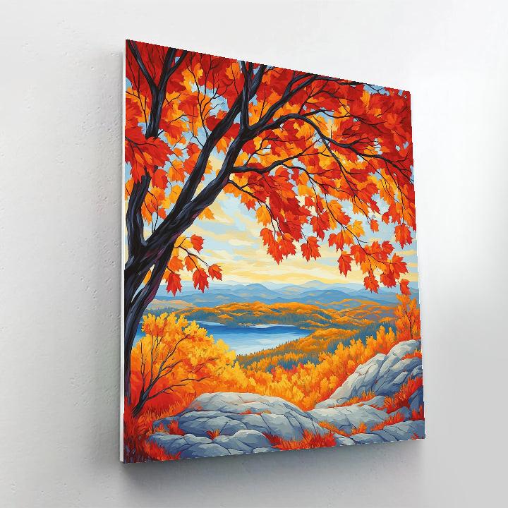 A.Y. Jackson Inspired Autumn Red Maple Canopy paint by number