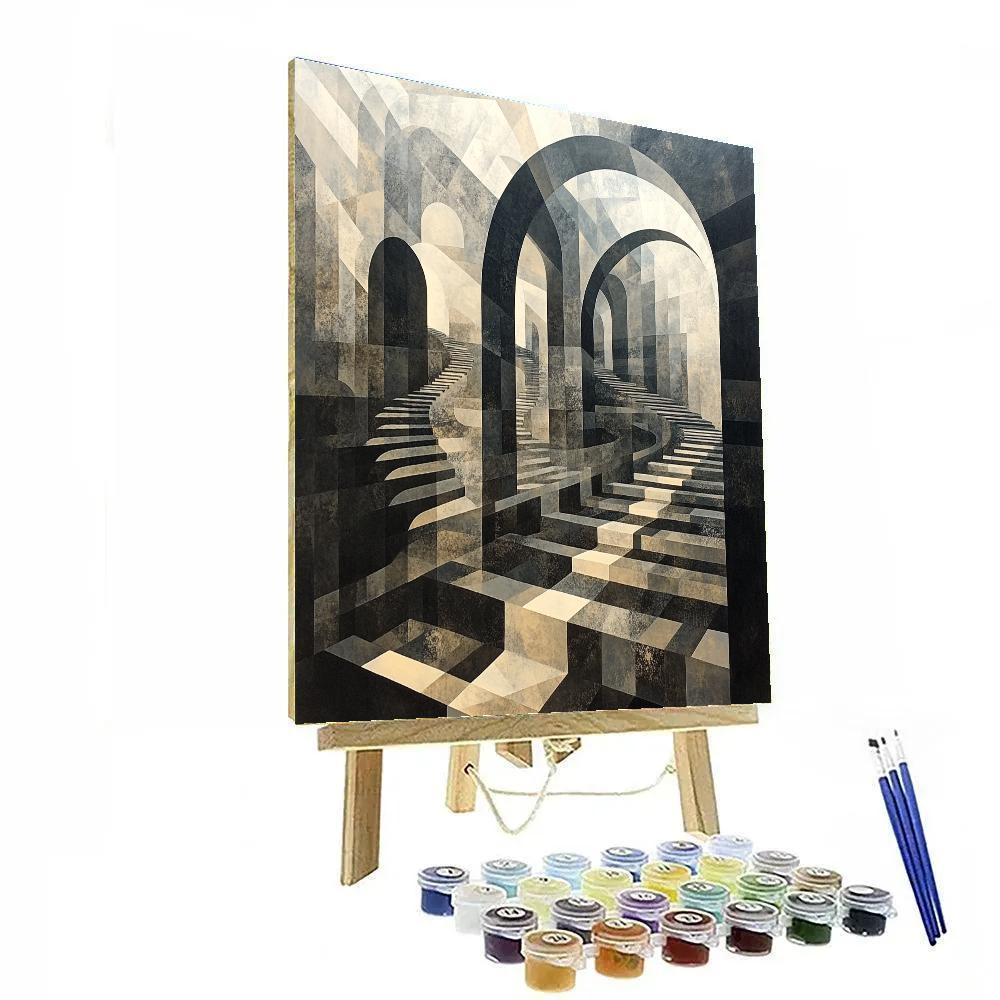 Symmetrical M C Escher Inspired Labyrinthine Patterns Paint by numbers kits