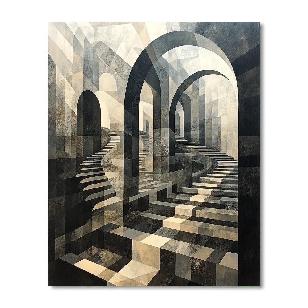 Symmetrical M C Escher Inspired Labyrinthine Patterns Paint by numbers kits