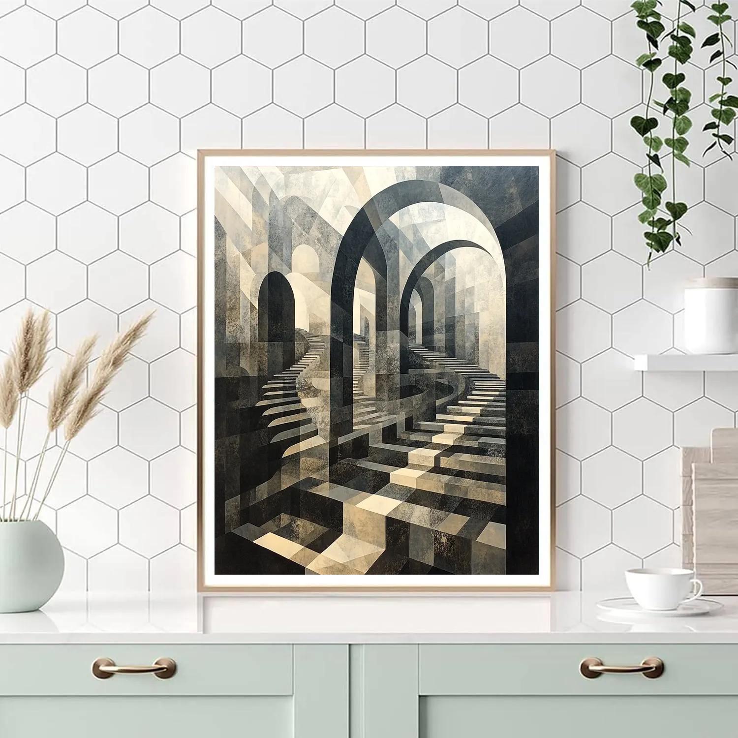 Symmetrical M C Escher Inspired Labyrinthine Patterns Paint by numbers kits