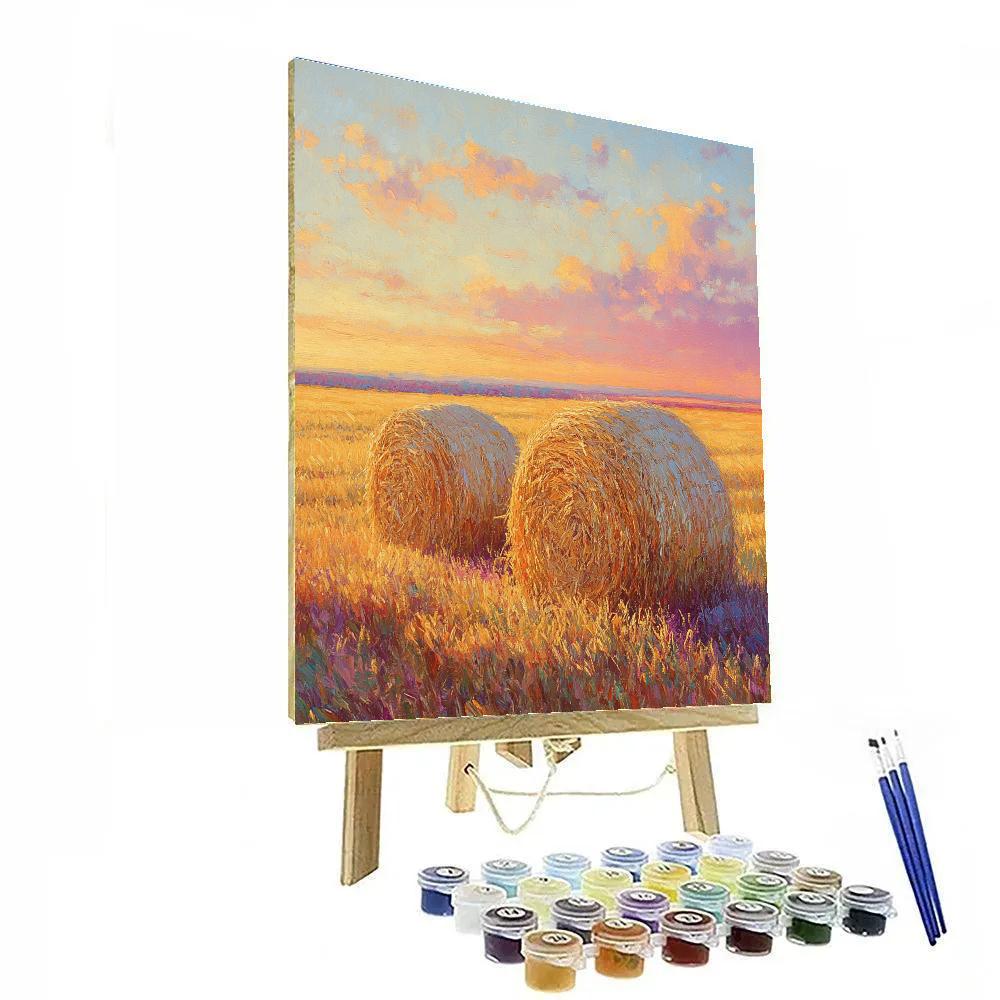 Claude Monet Inspired Autumn Haystacks At Sunset Numbered painting kits