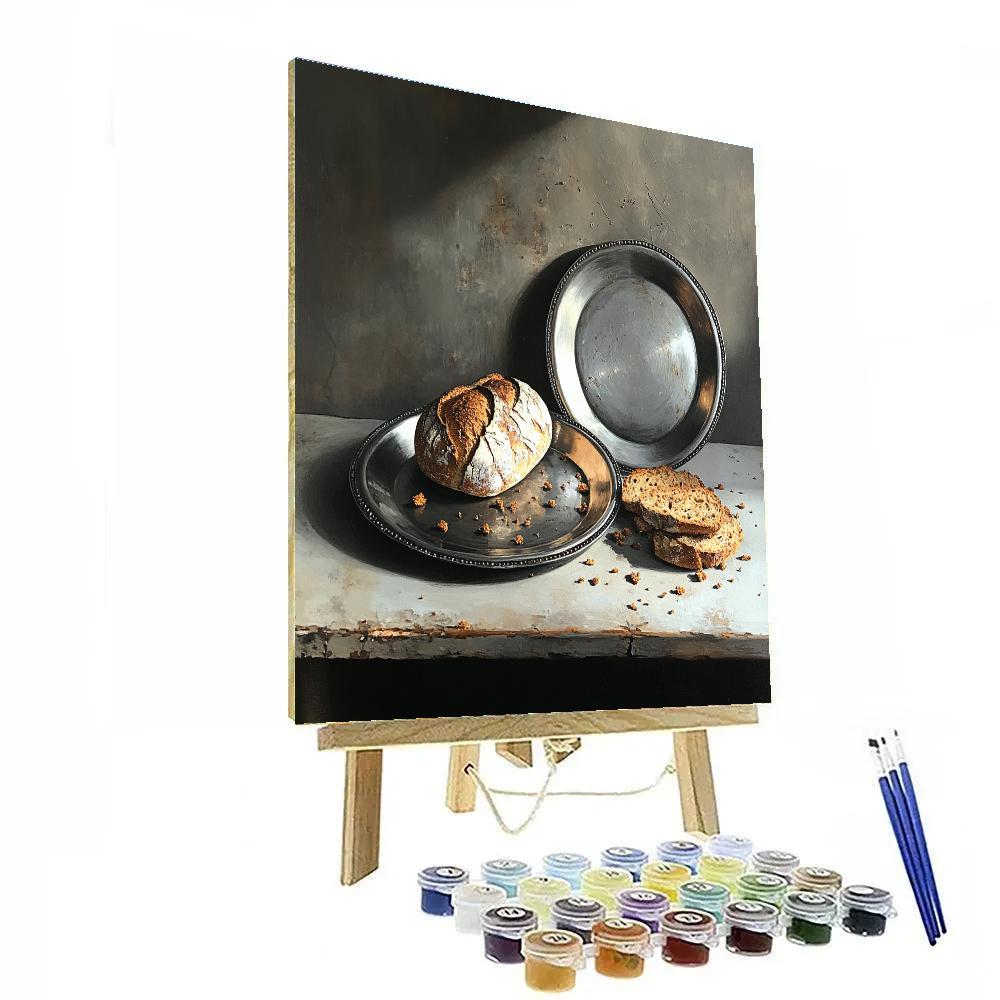 Diego Velázquez Inspired Pewter Plates And Bread Composition Paint by numbers kits