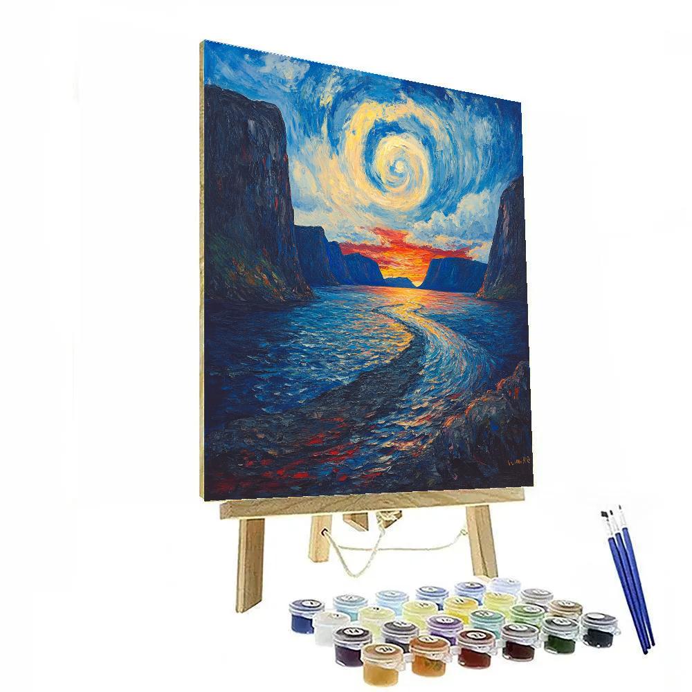 Edvard Munch Inspired Fjord At Dusk Paint by numbers art