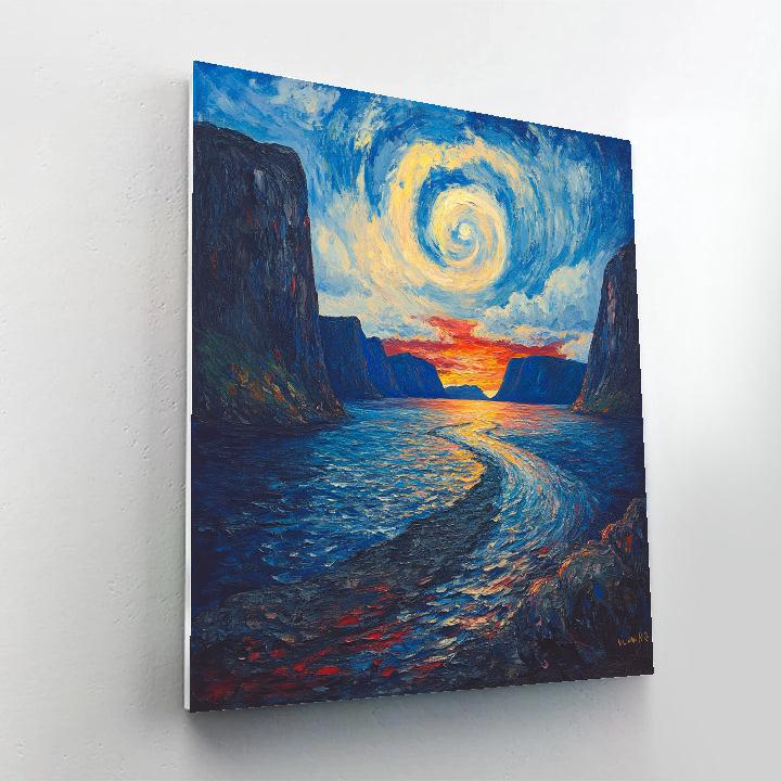 Edvard Munch Inspired Fjord At Dusk Paint by numbers art