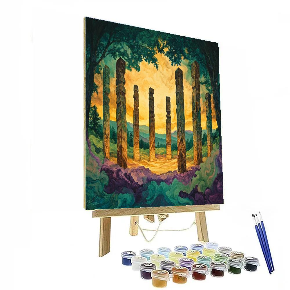 Emily Carr Inspired Totem Clearing Echoes paint by number