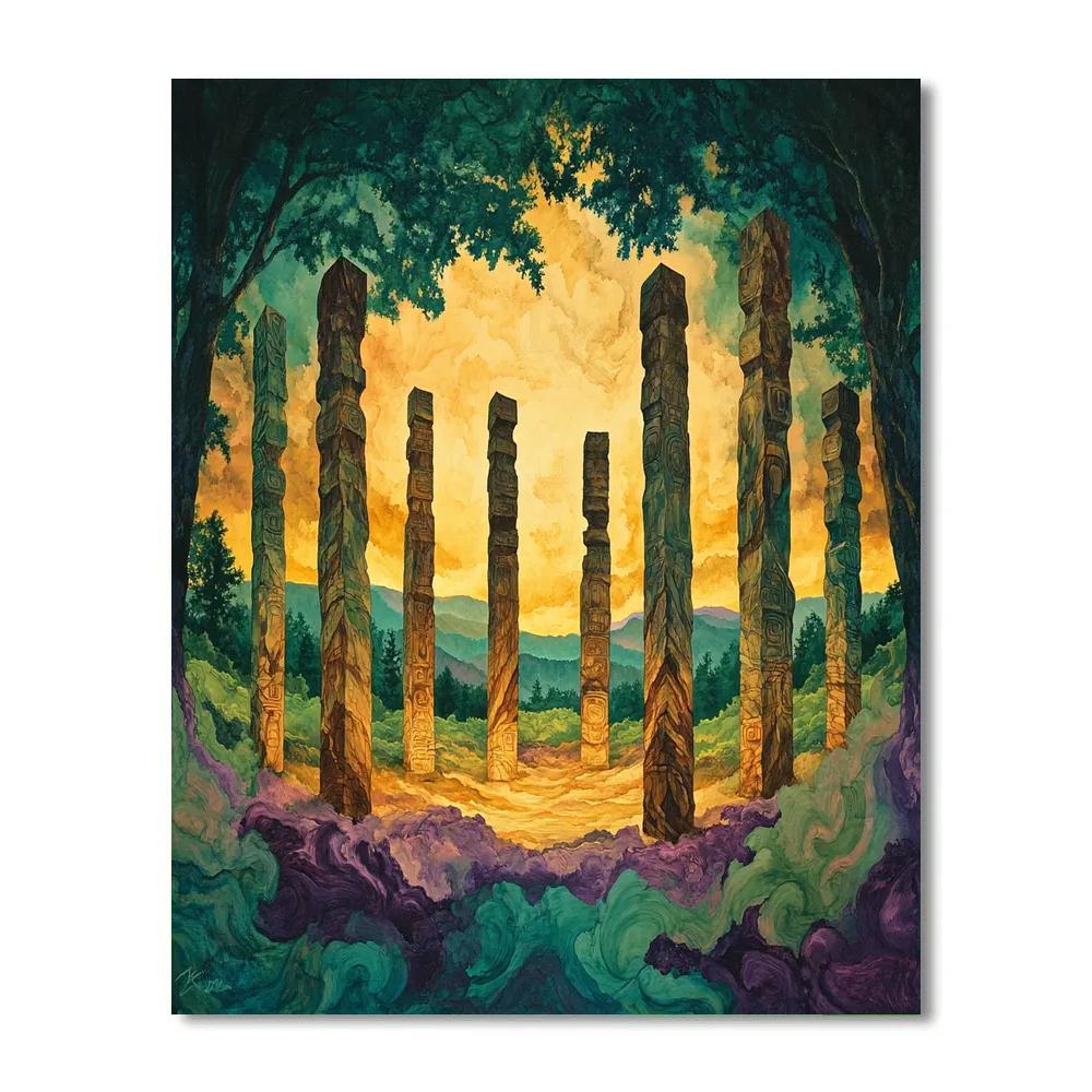 Emily Carr Inspired Totem Clearing Echoes paint by number