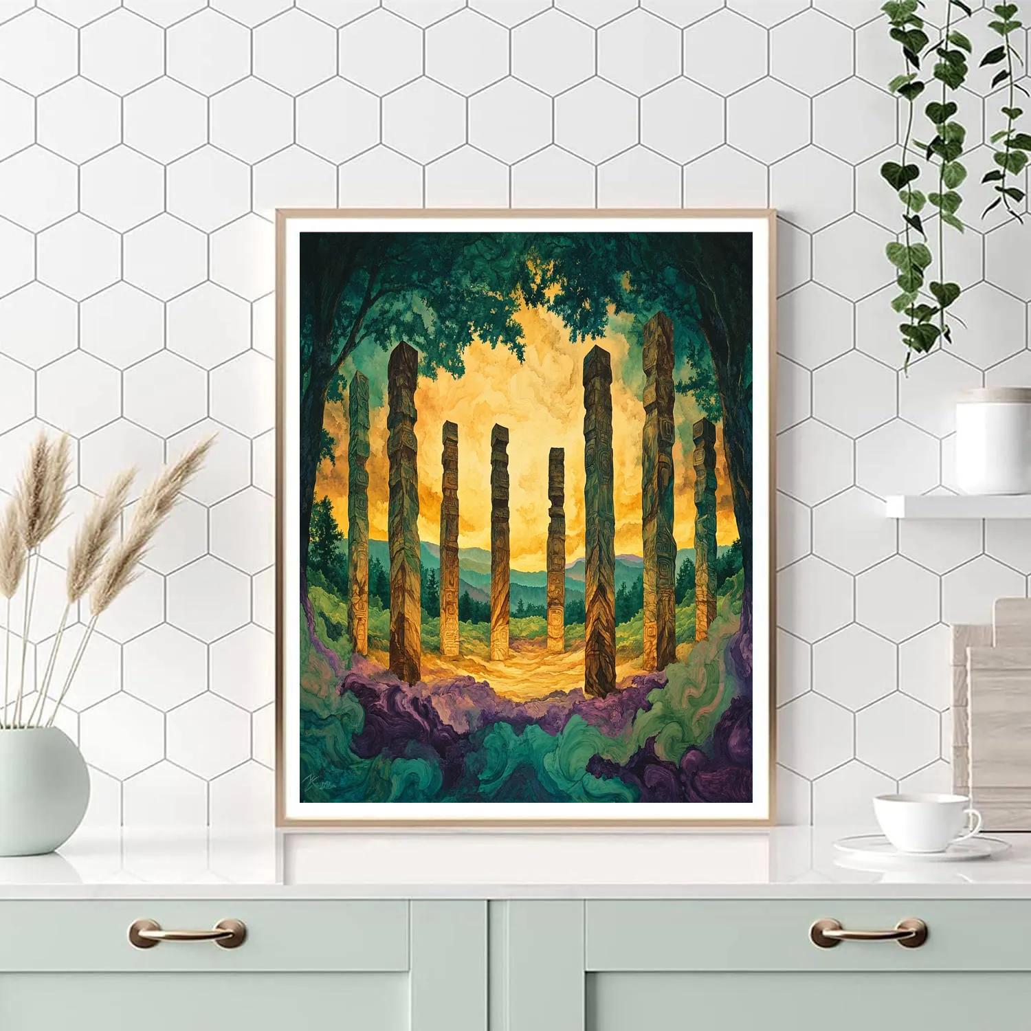 Emily Carr Inspired Totem Clearing Echoes paint by number