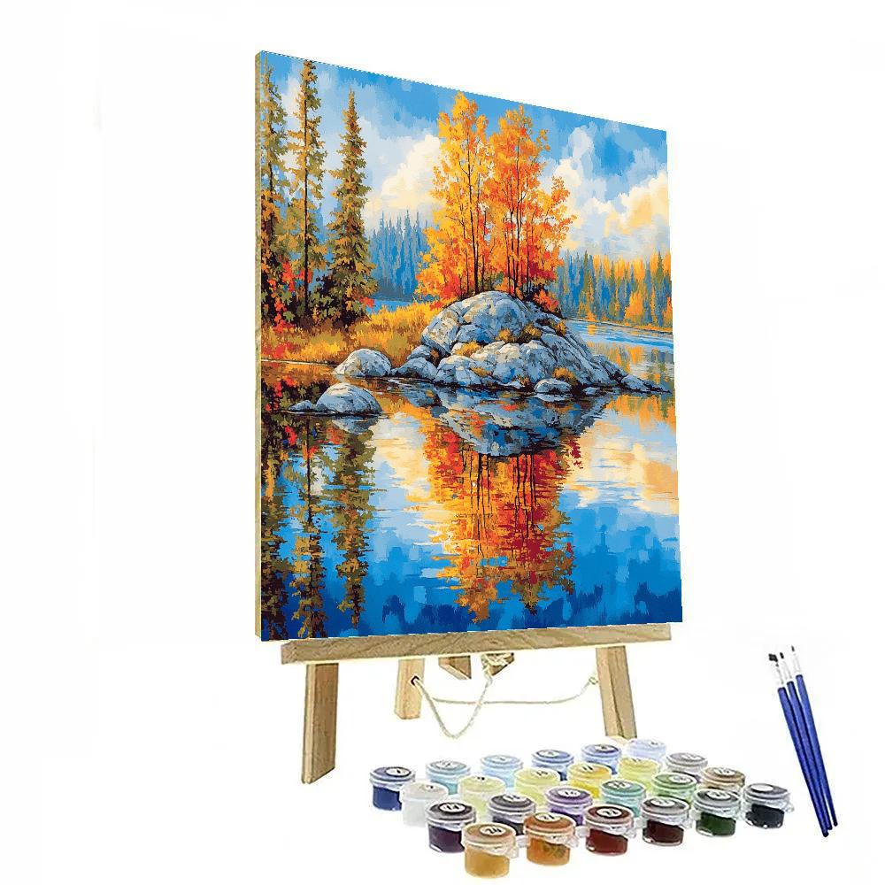 Franklin Carmichael Inspired Luminous Autumn Island Reflection paint by color