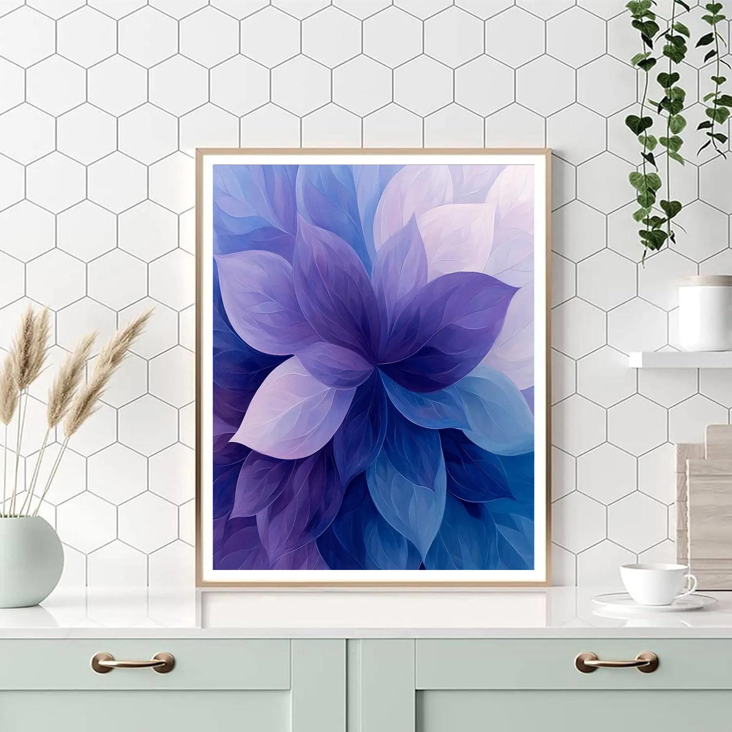 Georgia Okeeffe Inspired Luminous Indigo Petal Abstraction Numbered painting kits