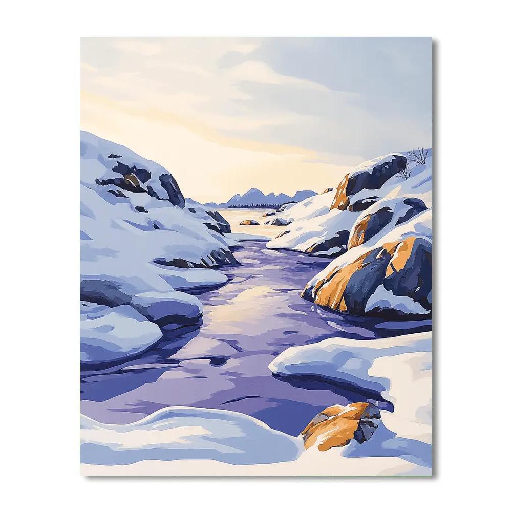 Franklin Carmichael Inspired Winter Light On Shield Rocks Paint by numbers art