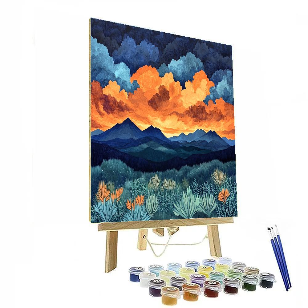 Frederick Varley Inspired Storm Charged Mountains Beneath Radiant Skies paint by color