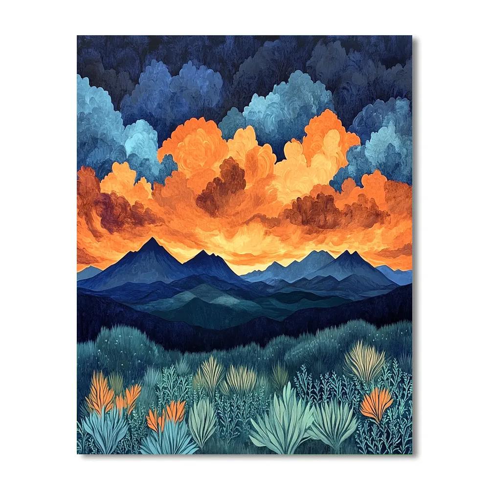 Frederick Varley Inspired Storm Charged Mountains Beneath Radiant Skies paint by color