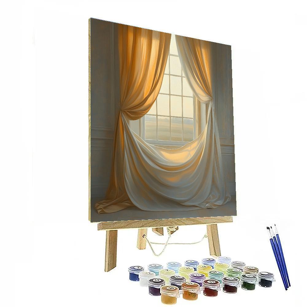Johannes Vermeer Inspired Serene Window Light On Draped Fabric paint by color