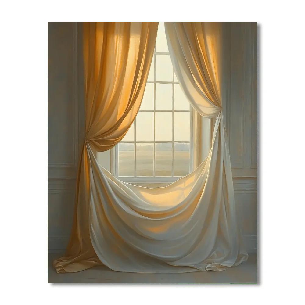 Johannes Vermeer Inspired Serene Window Light On Draped Fabric paint by color