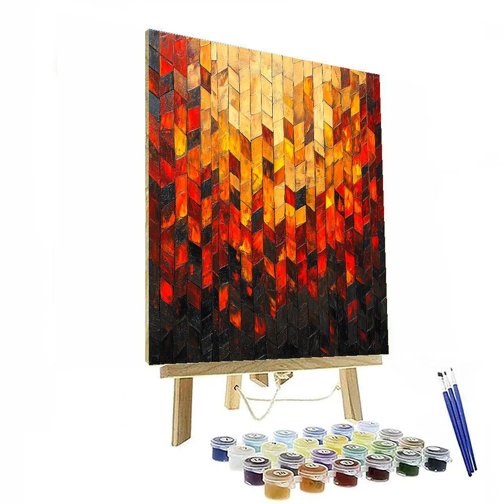 Jean-Paul Riopelle Inspired Autumnal Fire Forest paint by color