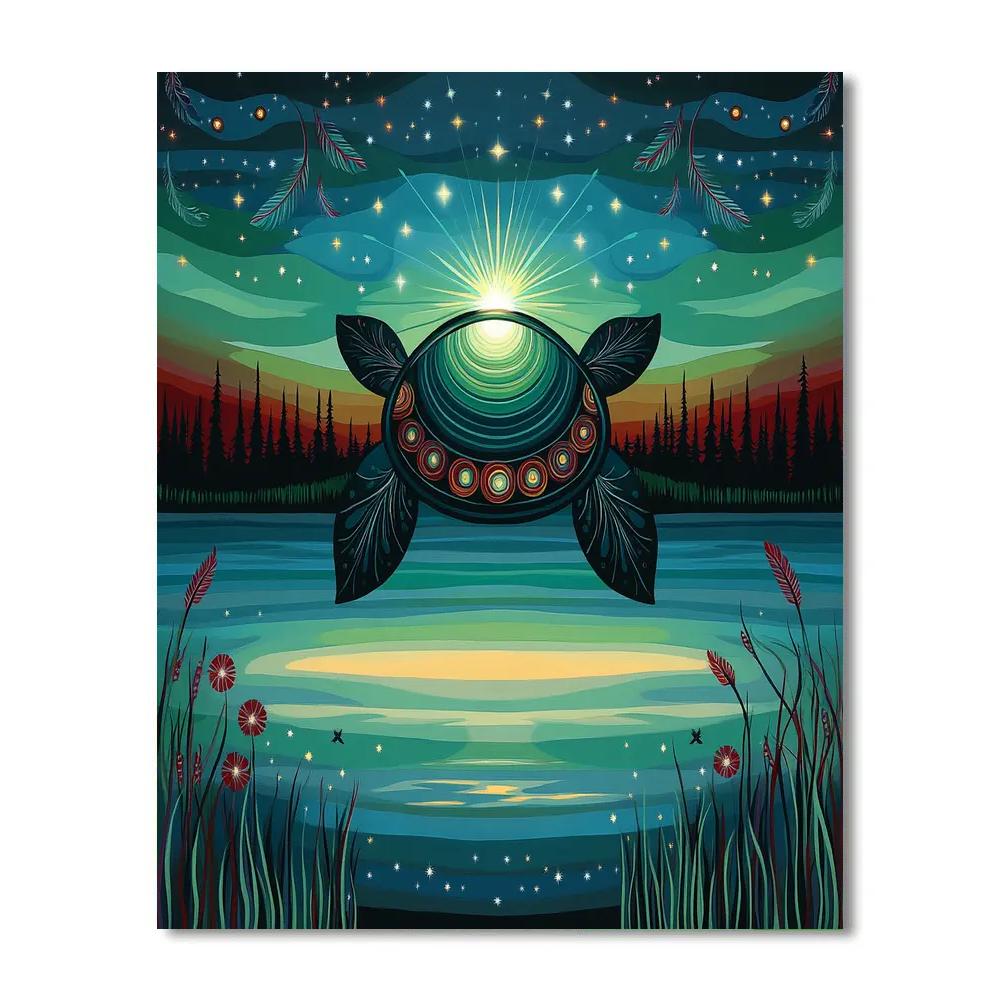 Norval Morrisseau Inspired Turtle Of The Aurora Painting by numbers kit