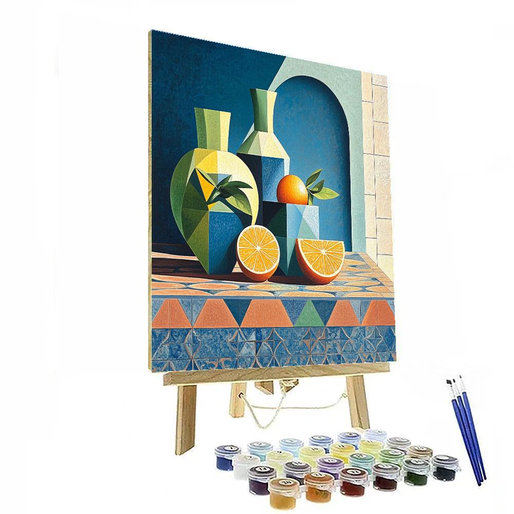 Pablo Picasso Inspired Cubist Still Life With Vases And Citrus Paint by numbers art