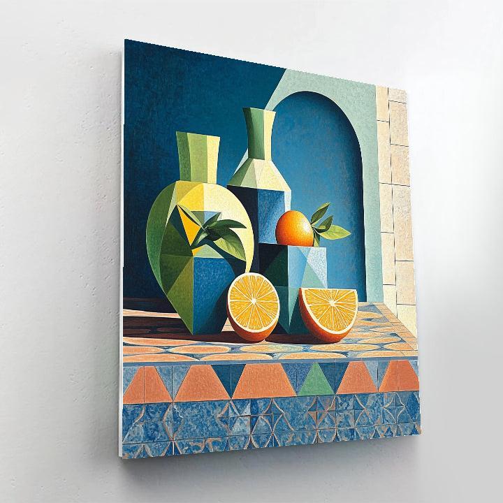 Pablo Picasso Inspired Cubist Still Life With Vases And Citrus Paint by numbers art